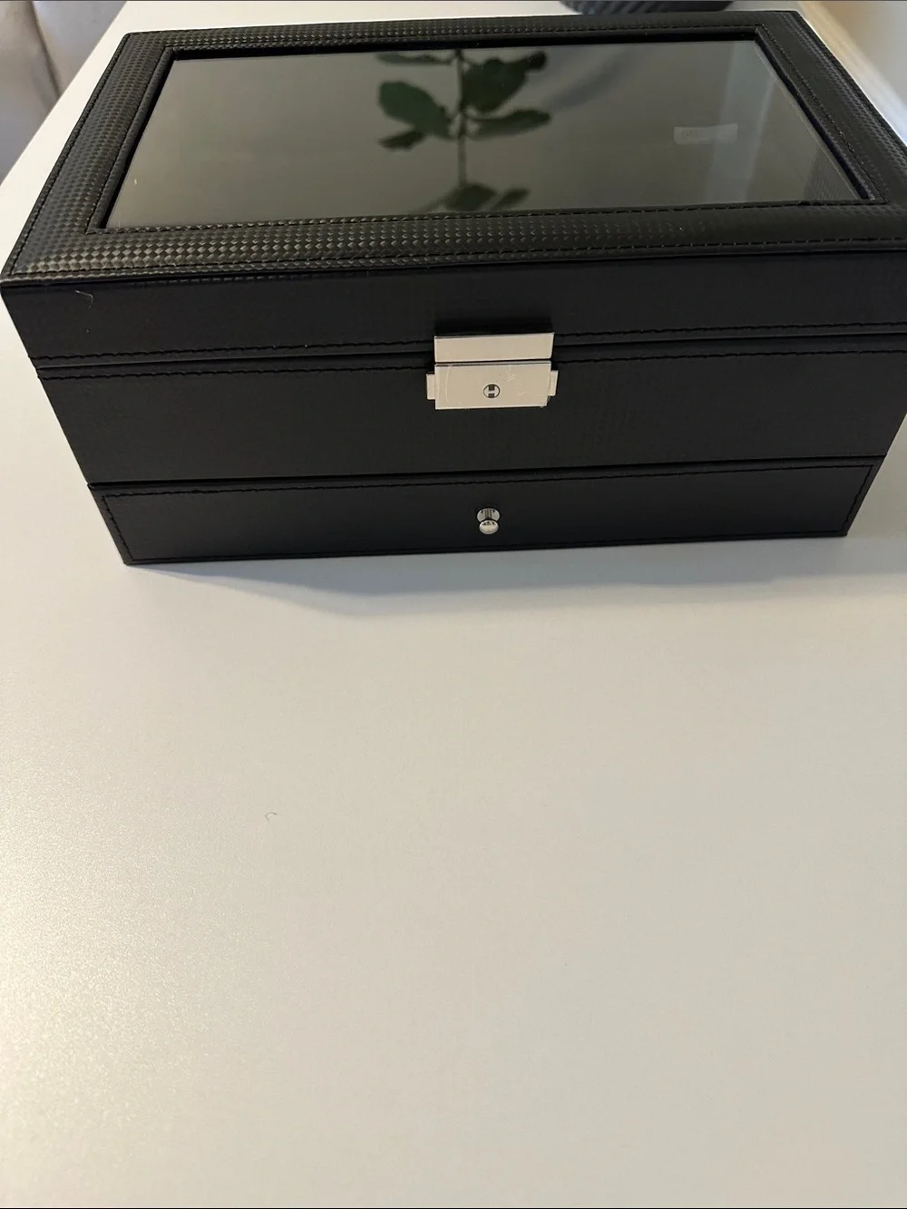 12 slot Watch box,2 layer lockable watch case with glass lid with 1 drawer for 💍